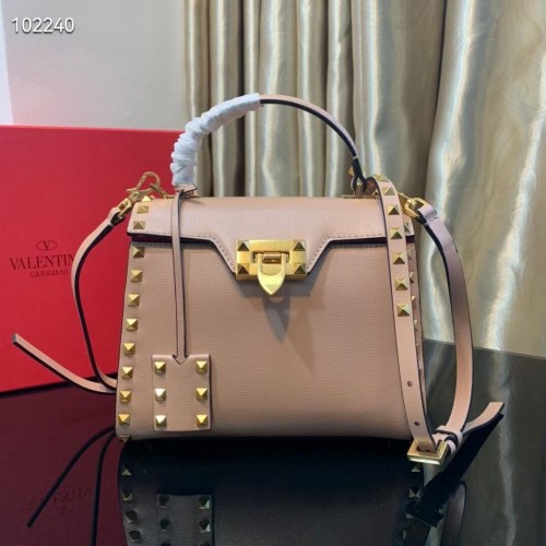 VALENTINO Oryginalna skórzana torba typu tote V4071A różowa