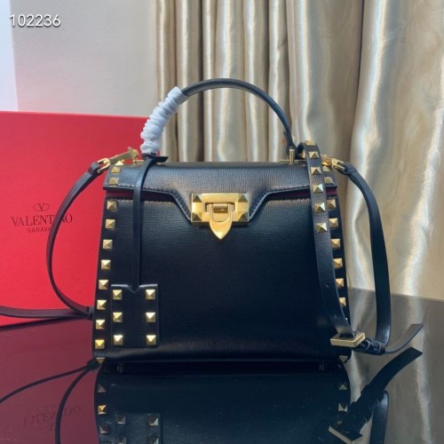 VALENTINO Oryginalna skórzana torba typu tote V4071C czarna
