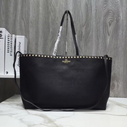 VALENTINO Torba typu shopper Rockstud ze skóry licowej 93316 czarna