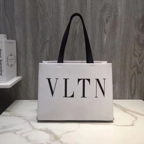 VALENTINO Torba typu shopper Rockstud ze skóry licowej V2052 Biała