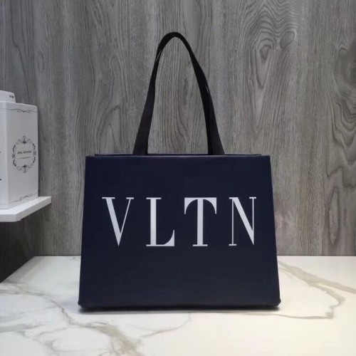 VALENTINO Torba typu shopper Rockstud ze skóry licowej V2052 ciemnoniebieska