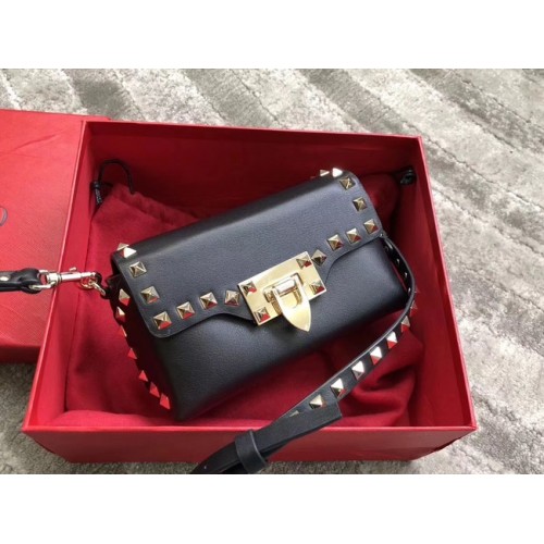 VALENTINO Rockstud skórzana torebka na ramię 04235 czarna