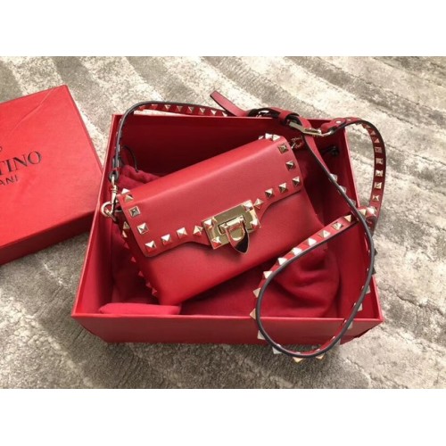 VALENTINO Rockstud skórzana torebka na ramię 04235 czerwona
