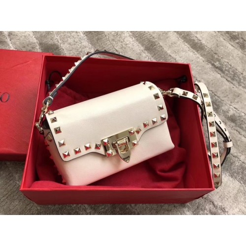 VALENTINO Rockstud skórzana torebka na ramię 04235 biała