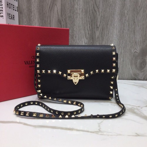 VALENTINO Rockstud skórzana torebka na ramię 76357 czarna