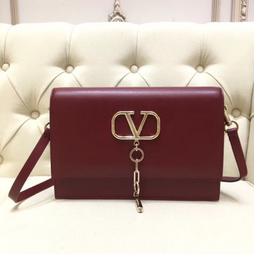 VALENTINO VLOCK Oryginalna skórzana torba na ramię 0909 Burgundy