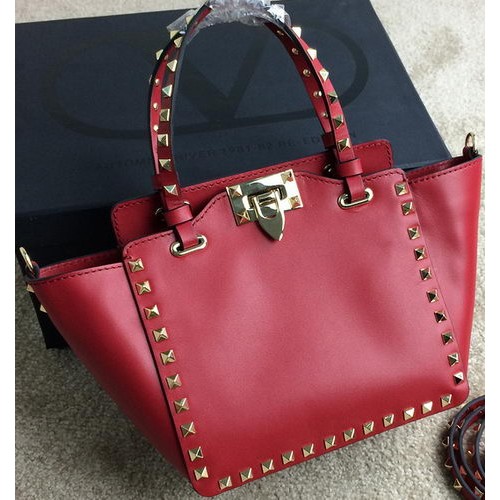 Valentino Garavani Rockstud Mini Tote Bag Original Leather VG1918 Burgundy