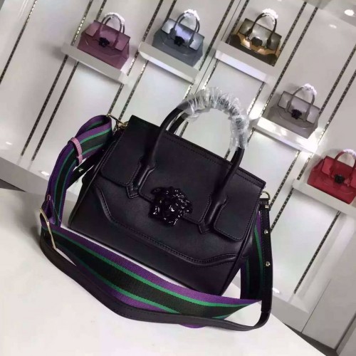 Versace Palazzo Empire Oryginalna skórzana torba na ramię V1911 Czarna