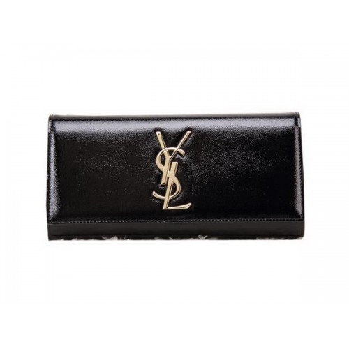 YSL Klasyczna kopertówka z monogramem, lakierowana skóra Y8909, czarna