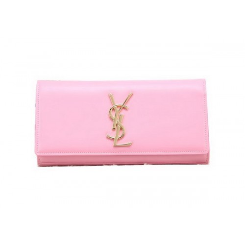 YSL Klasyczna kopertówka z monogramem, gładka skóra Y8909, różowa