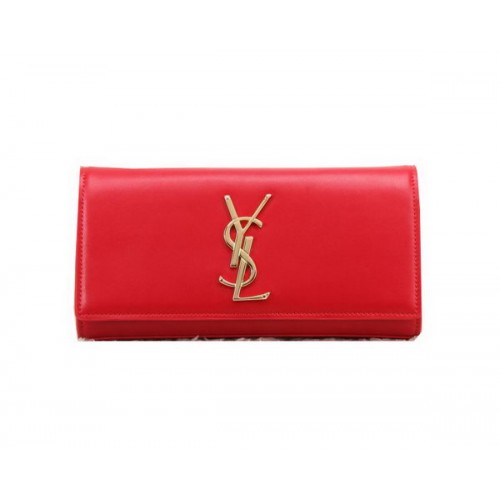 YSL Klasyczna kopertówka z monogramem Gładka skóra Y8909 Czerwona