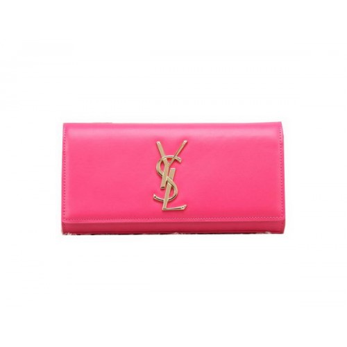 YSL Klasyczna kopertówka z monogramem, gładka skóra Y8909, różowa