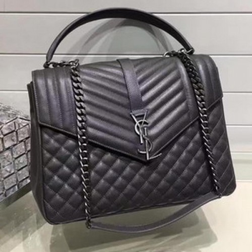 YSL Klasyczna torebka z monogramem z klapką, skóra cielęca Y33569, kolor czarny