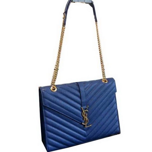 YSL Klasyczna torba z klapką z monogramem Cannage Pattern 311224 Niebieski