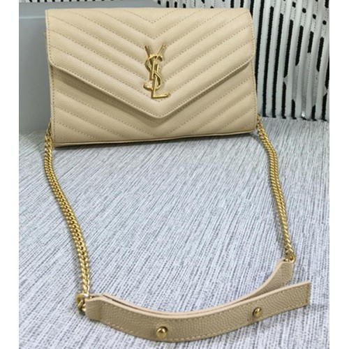 YSL Klasyczna torebka z monogramem i klapką Wzór Cannage Y377828L Morela