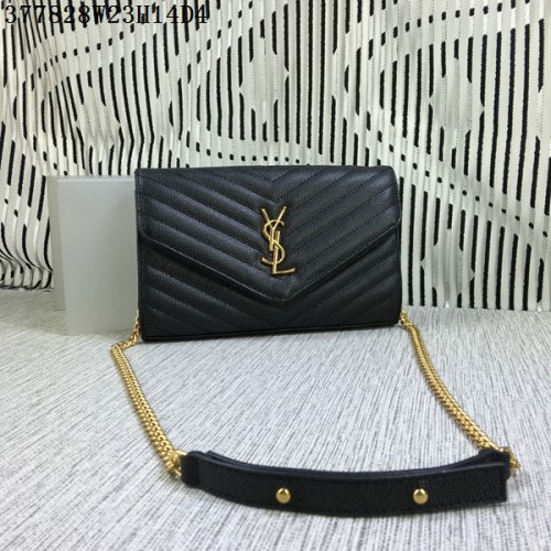 Klasyczna torba z klapką z monogramem YSL Cannage Pattern Y377828L Czarna