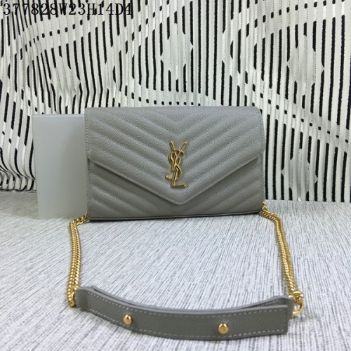 YSL Klasyczna torba z klapką z monogramem Cannage Pattern Y377828L Szara