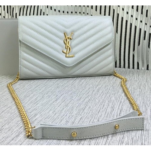 YSL Klasyczna torebka z monogramem i klapką Cannage Pattern Y377828L OffWhite