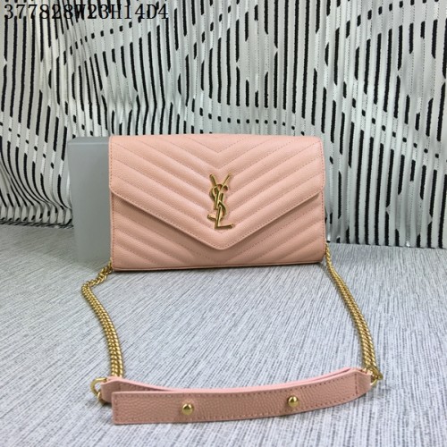 YSL Klasyczna torebka z monogramem i klapką Cannage Pattern Y377828L Różowa