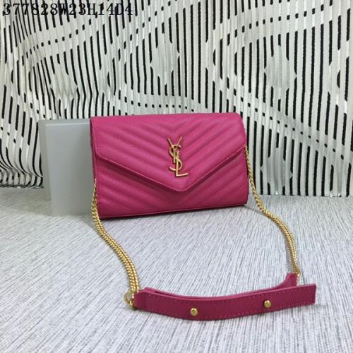 YSL Klasyczna torebka z monogramem i klapką Cannage Pattern Y377828L Różowa