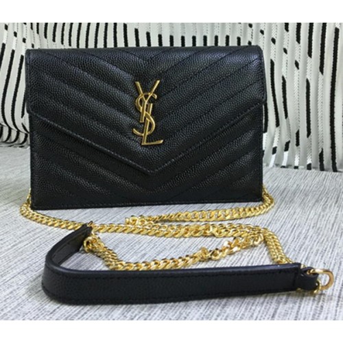 YSL Klasyczna torebka z monogramem i klapką Cannage Pattern Y377828S Czarna