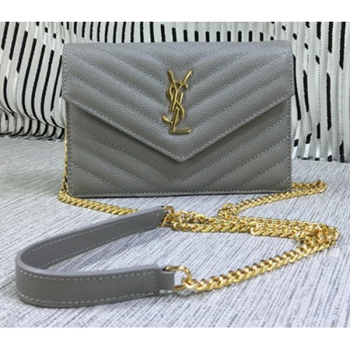 YSL Klasyczna torebka z monogramem i klapką Cannage Pattern Y377828S Szara