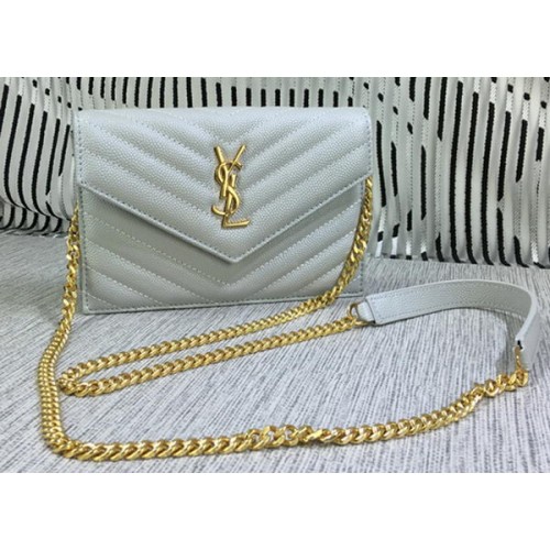YSL Klasyczna torebka z monogramem i klapką Cannage Pattern Y377828S OffWhite