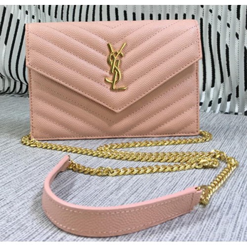 YSL Klasyczna torebka z monogramem i klapką Cannage Pattern Y377828S Różowa