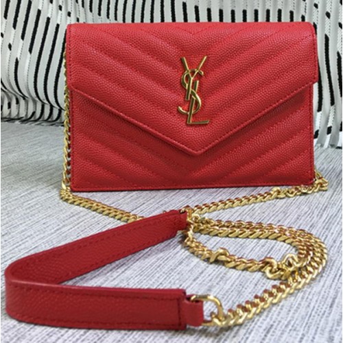 YSL Klasyczna torebka z monogramem i klapką Cannage Pattern Y377828S Czerwona