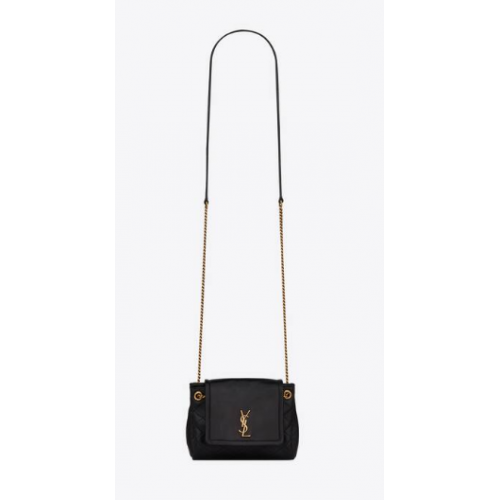YSL MONOGRAM MINI NOLITA W SKÓRZANEJ KOLORZE LAME 672738 CZARNY