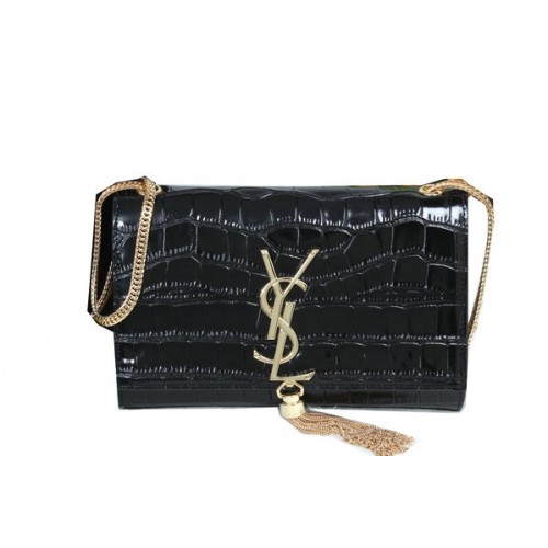 YSL Monogramme Torba na ramię typu cross-body ze skóry krokodyla Y311218 Czarna