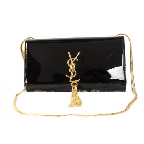 YSL Monogram Torba na ramię z lakierowanej skóry Y311214 Czarna