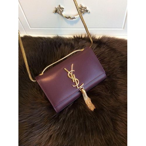 YSL Monogramme Torba na ramię z gładkiej skóry Y311218 Burgund