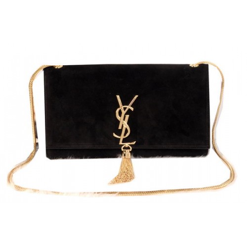 YSL Monogram Torba na ramię z zamszu Y311214 Czarna