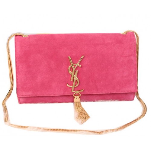 YSL Monogram Torba na ramię z zamszu Y311214 Różowa