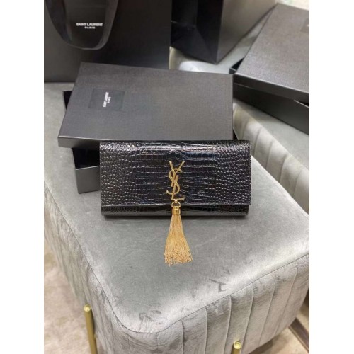 YSL Saint Laurent Średnia torebka Kate Y306079 Czarno-złote okucia