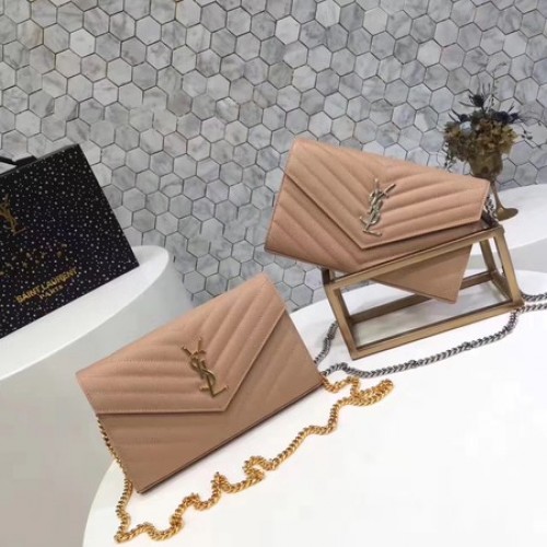 YSL WOC Klasyczna torba z klapką z monogramem Cannage Pattern Y1003 Morela