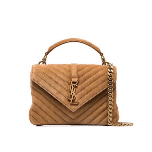 Yves Saint Laurent COLLEGE MEDIUM Z PIKOWANEGO ZAMSZU 600279 brązowy