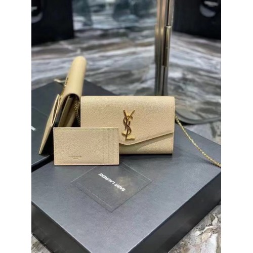 Yves Saint Laurent Torebka na ramię ze skóry cielęcej Y707788 BEIGE