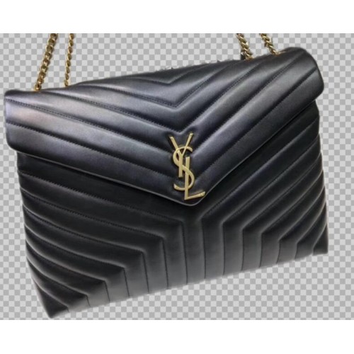 Yves Saint Laurent Torba typu Jumbo ze skóry cielęcej, czarna, 464698, złote okucia
