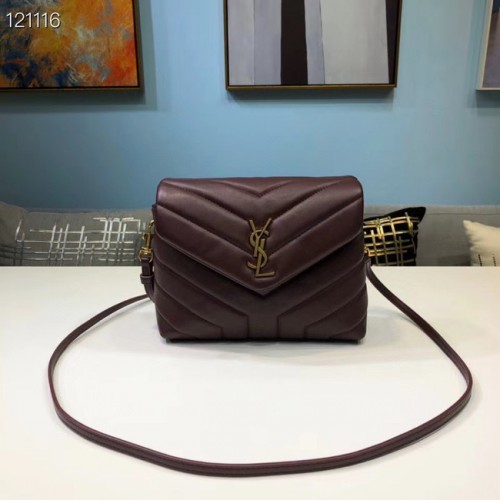Torba typu tote Yves Saint Laurent ze skóry cielęcej 467072 w kolorze wina