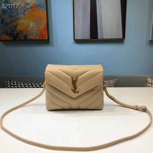 Torba typu tote Yves Saint Laurent ze skóry cielęcej 467072 morelowa