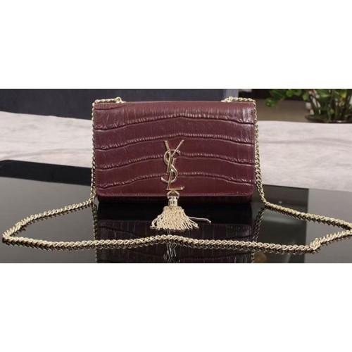 Yves Saint Laurent Torba na ramię ze skóry krokodyla 1311224 Fioletowa