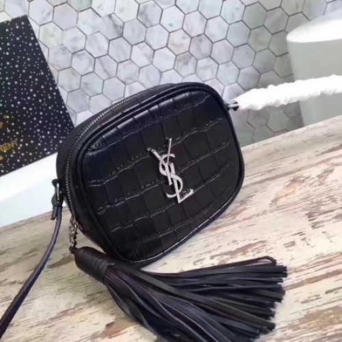 Yves Saint Laurent Torba na ramię ze skóry krokodyla 5804 Czarna