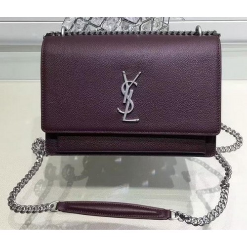 Yves Saint Laurent Torba na ramię typu cross-body Y13927 Fioletowa