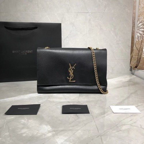 Yves Saint Laurent Double Skin Use Oryginalna skórzana torba na ramię Y553804 Czarna