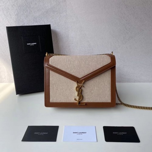 Yves Saint Laurent W PŁÓTNIE I SKÓRZE Y650017H Morelowy