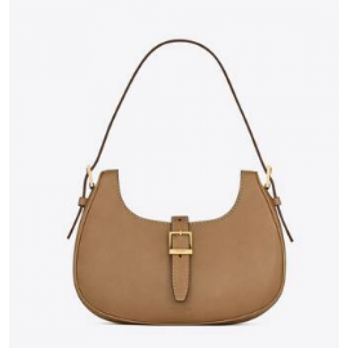 Yves Saint Laurent LE FERMOIR TORBA HOBO Z BŁYSZCZĄCEJ SKÓRY 6726152 BRĄZOWE ZŁOTO