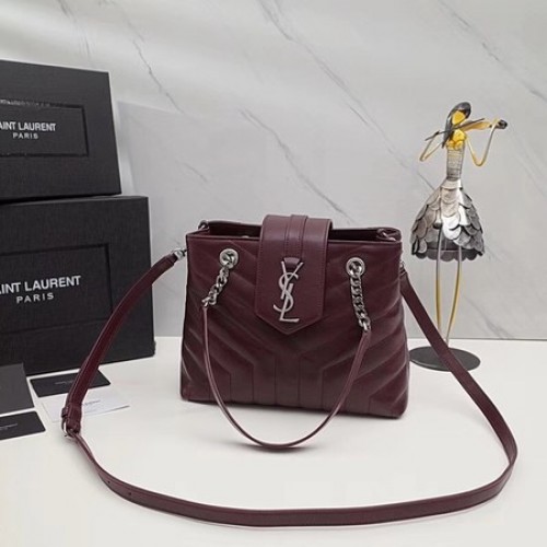 Yves Saint Laurent LOULOU Oryginalna skórzana torba typu tote 502717 w kolorze wina