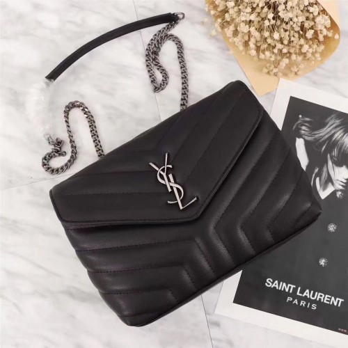 Yves Saint Laurent Skórzana torba na ramię 487218 Czarna